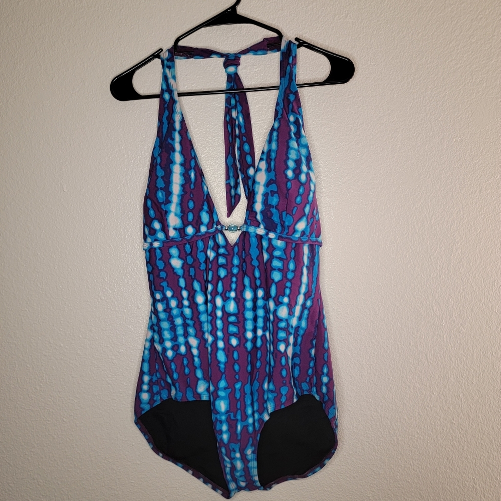 Plus size Torrid pink tag size 2 purple blue bohemian one piece swim halter